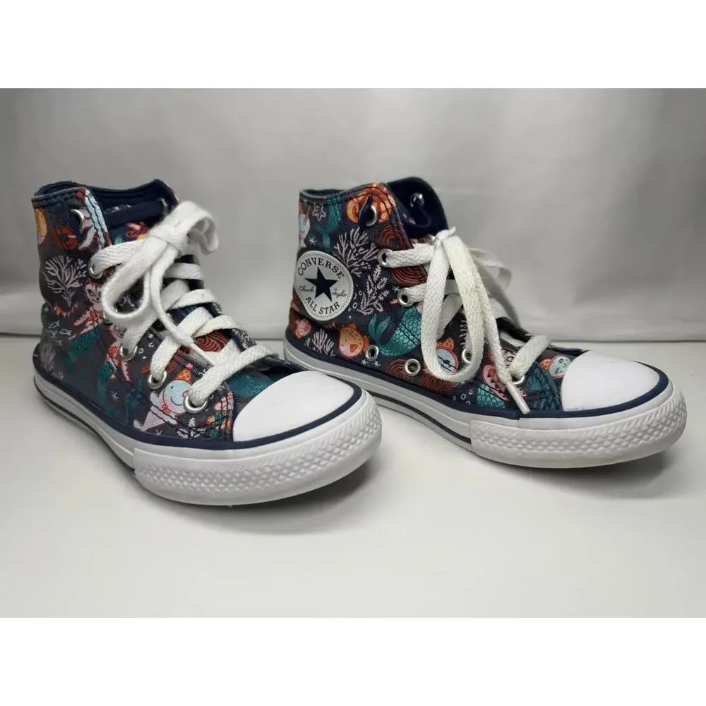 Converse Chuck Taylor All Star‎ Shoes Youth Size 12 High Top Mermaid Print Navy